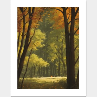 Autumn Scene - Fall in a Maple Forest Posters and Art